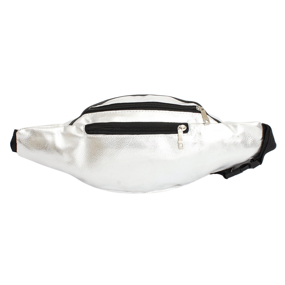 Women’s Fanny Pack 80’s Silver 5-Pocket Waist Bag Stylish Casual Accessory