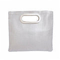 Fashion Handbag Silver Rhinestone Mesh Square Clutch Women’s Stylish Evening Bag