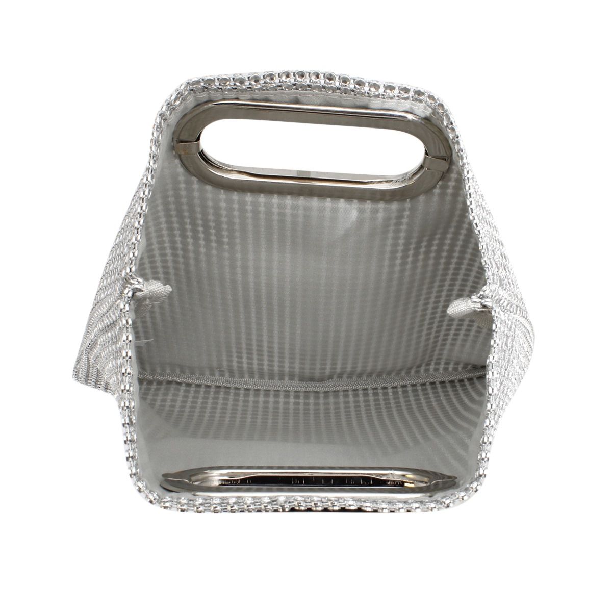 Fashion Handbag Silver Rhinestone Mesh Square Clutch Women’s Stylish Evening Bag