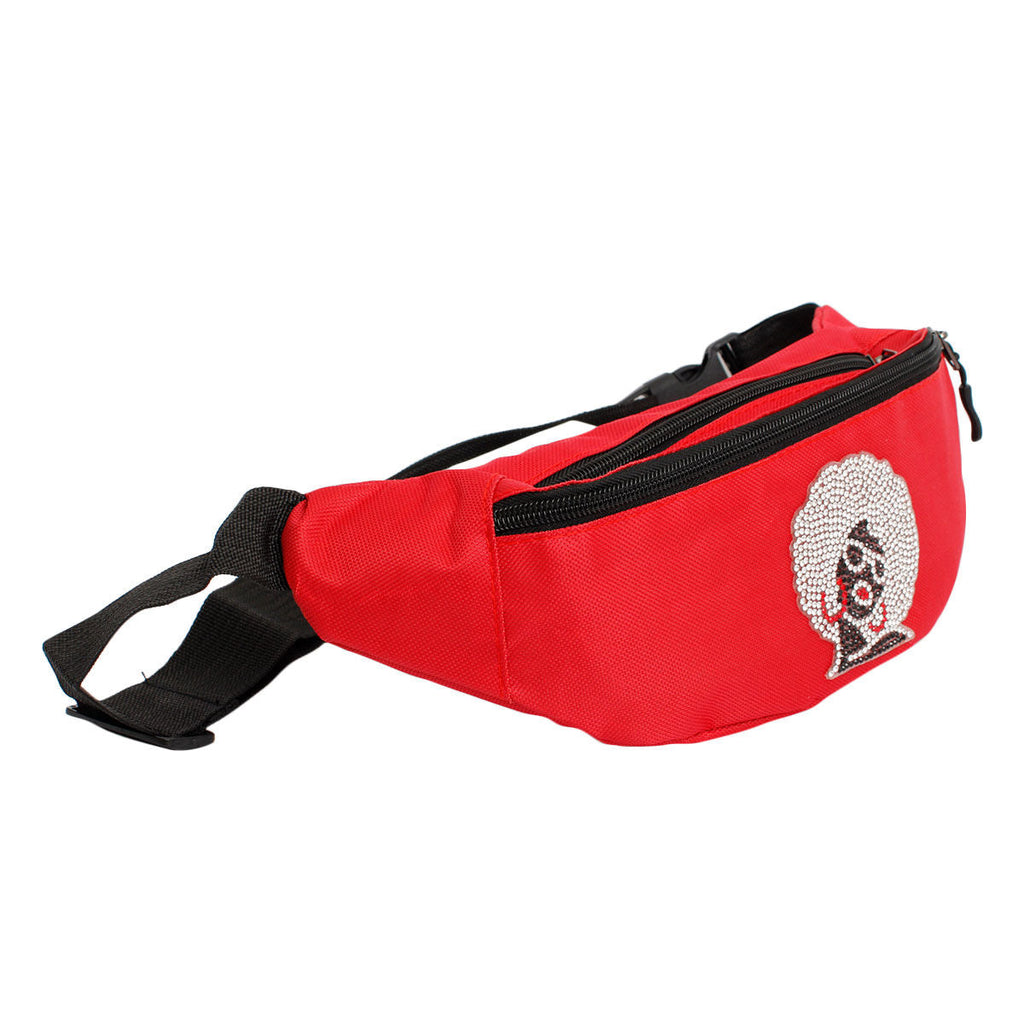 Women’s Fanny Pack Red Afro Rhinestone Bag Stylish Fashion Accessory