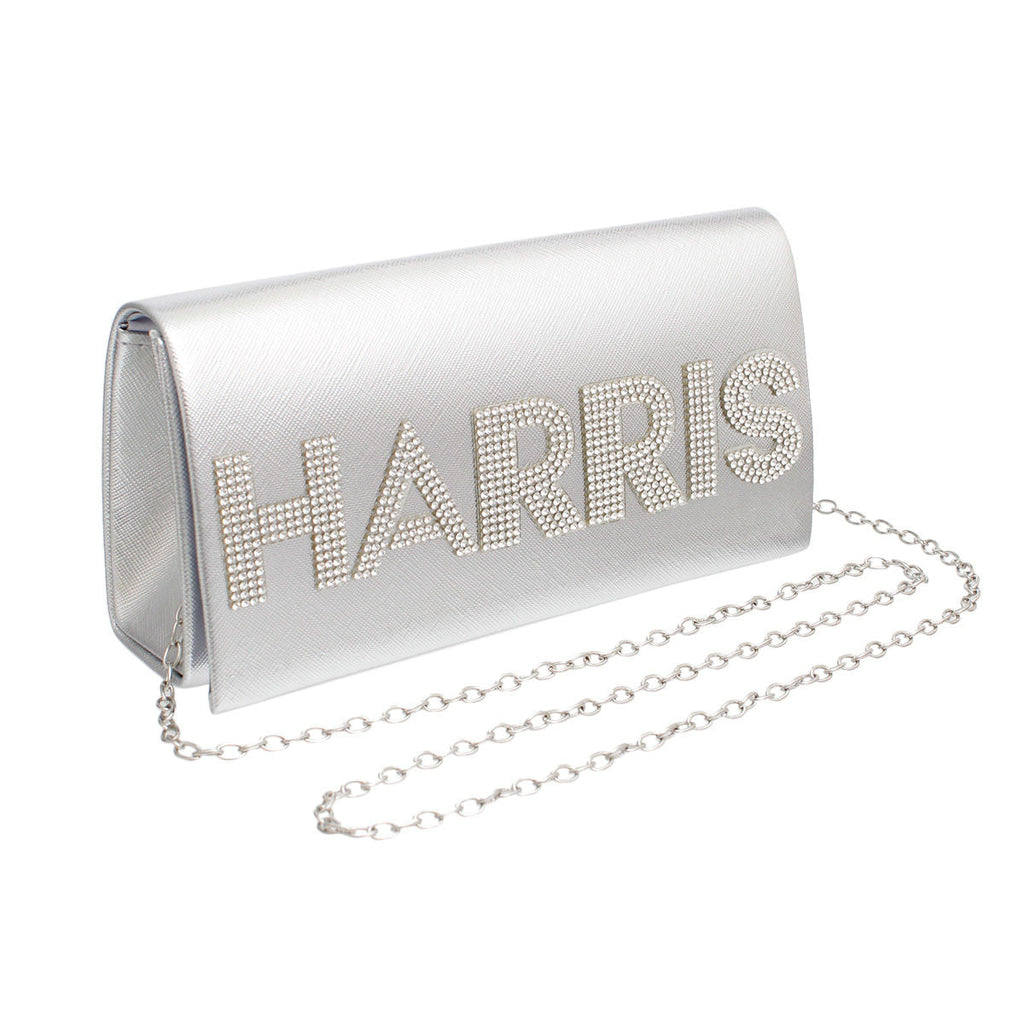 Women’s Silver Harris Campaign Clutch Bag Stylish Fashion Handbag