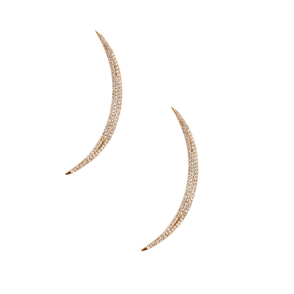 Curved Bar Earrings Gold and Clear Stylish Statement Jewelry
