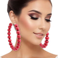 Women’s Burgundy Pearl Gold Hoop Earrings Stylish Chic Jewelry