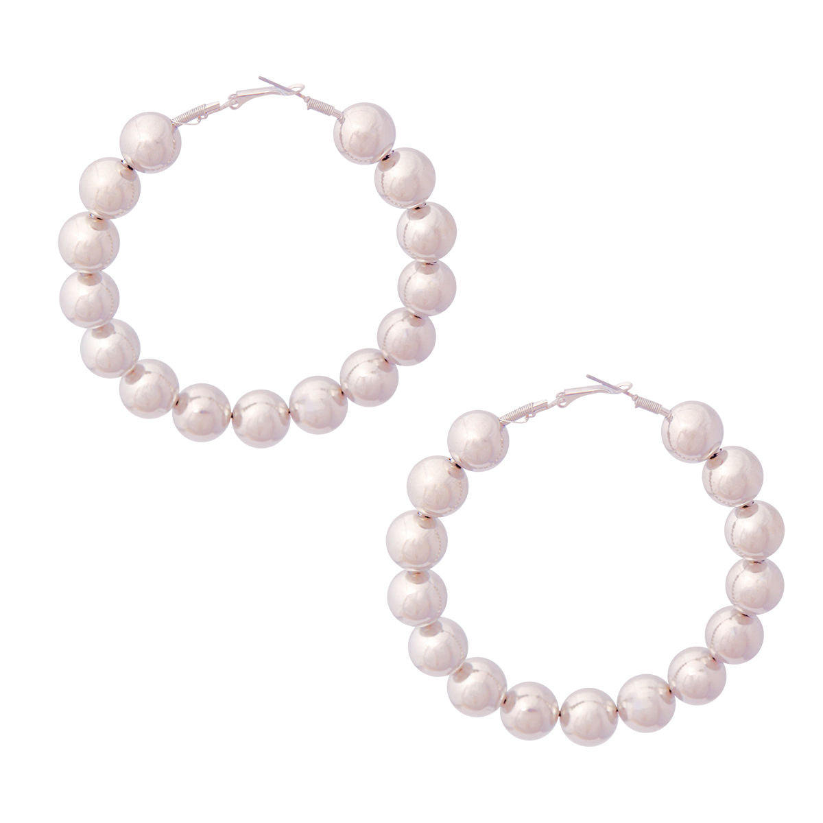 Ball Hoop Earrings Silver Metallic Stylish Statement Jewelry