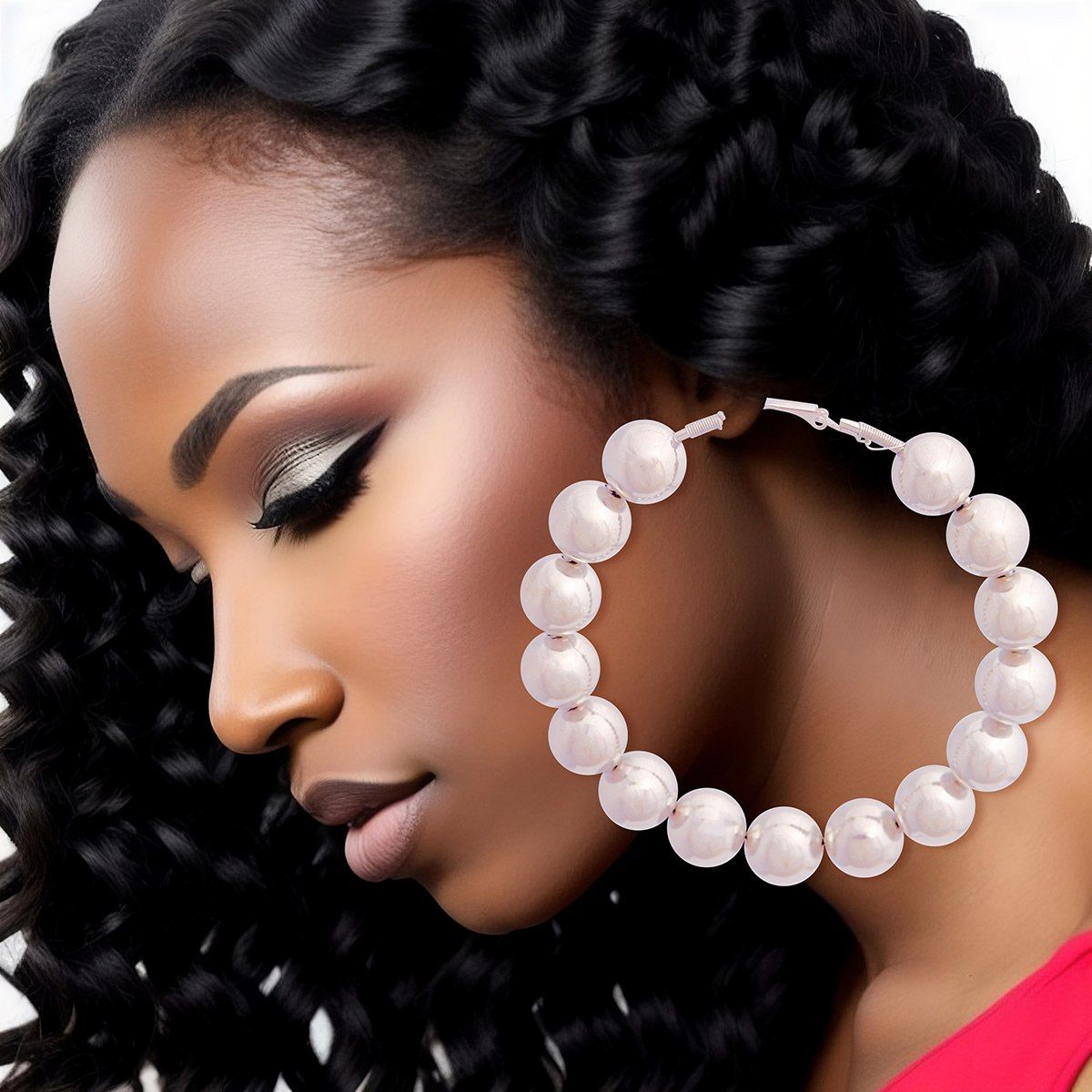Ball Hoop Earrings Silver Metallic Stylish Statement Jewelry