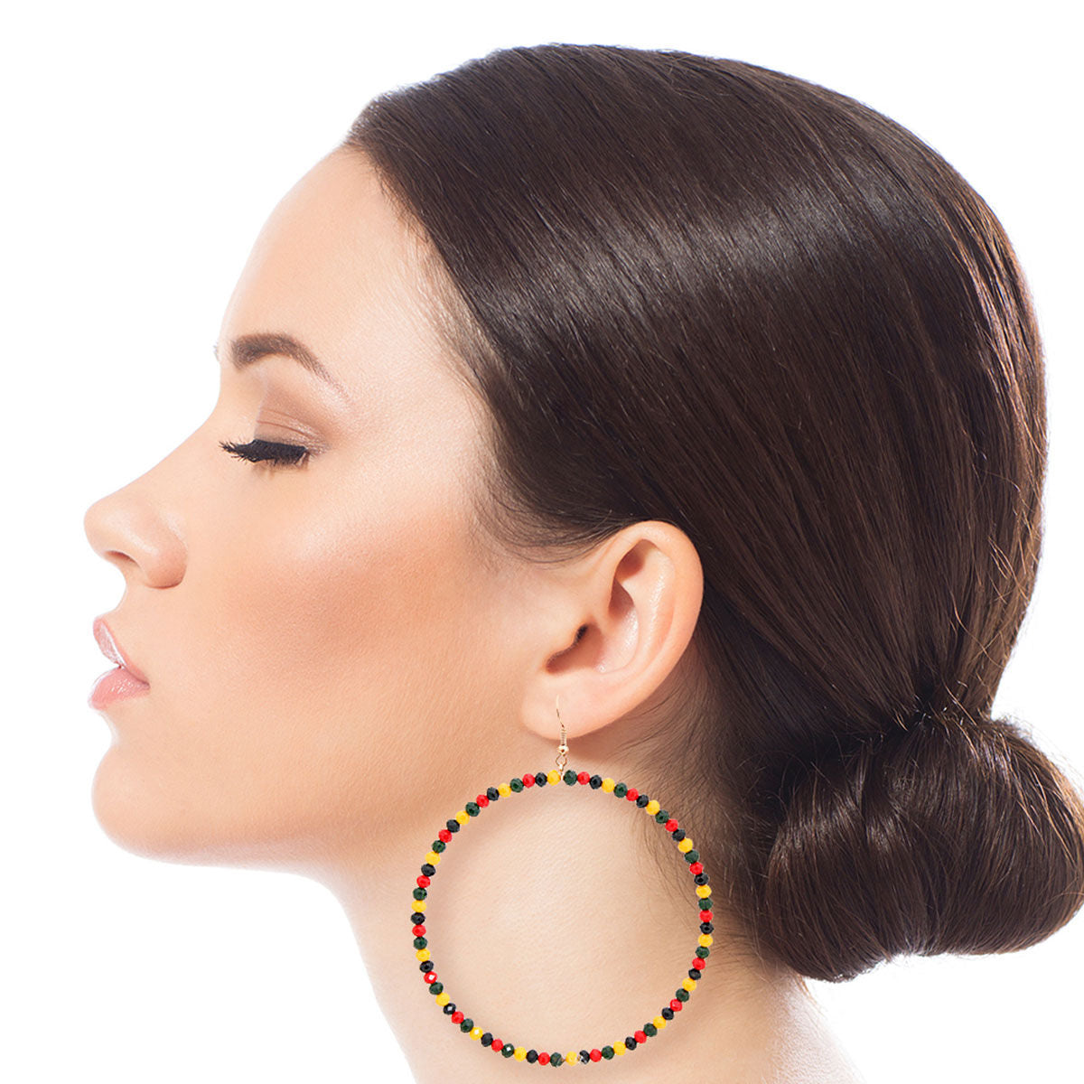 Statement Hoop Earrings with Tribal Color Bead Drops – Trendy Fashion Jewelry