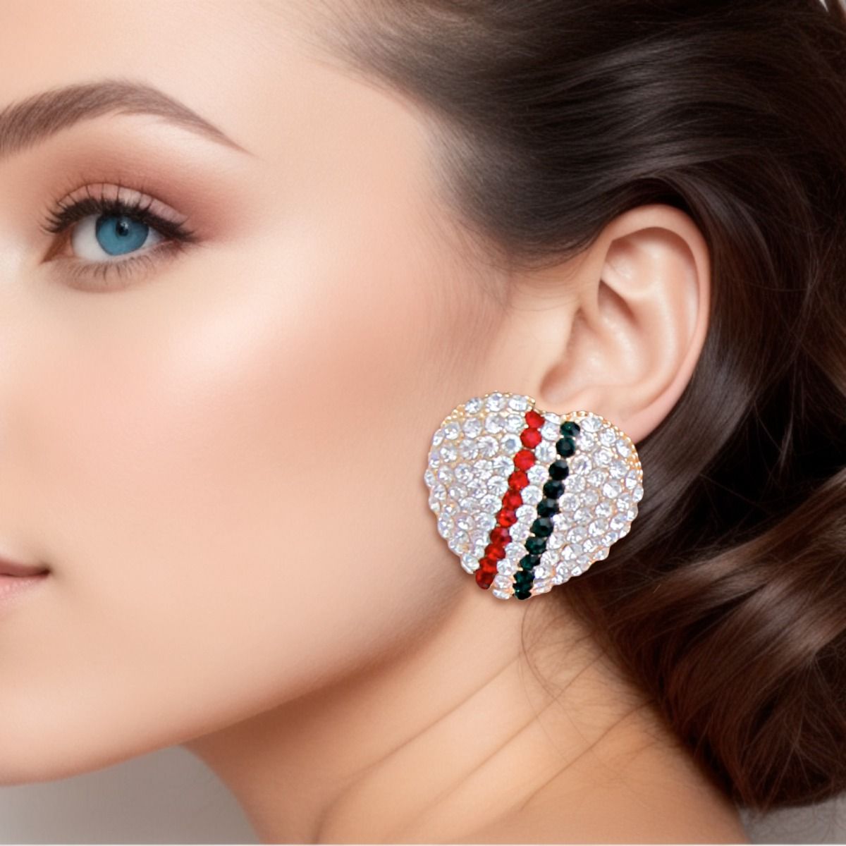 Stud Earrings Heart of Gold Trendy Stylish Fashion Jewelry Accessories