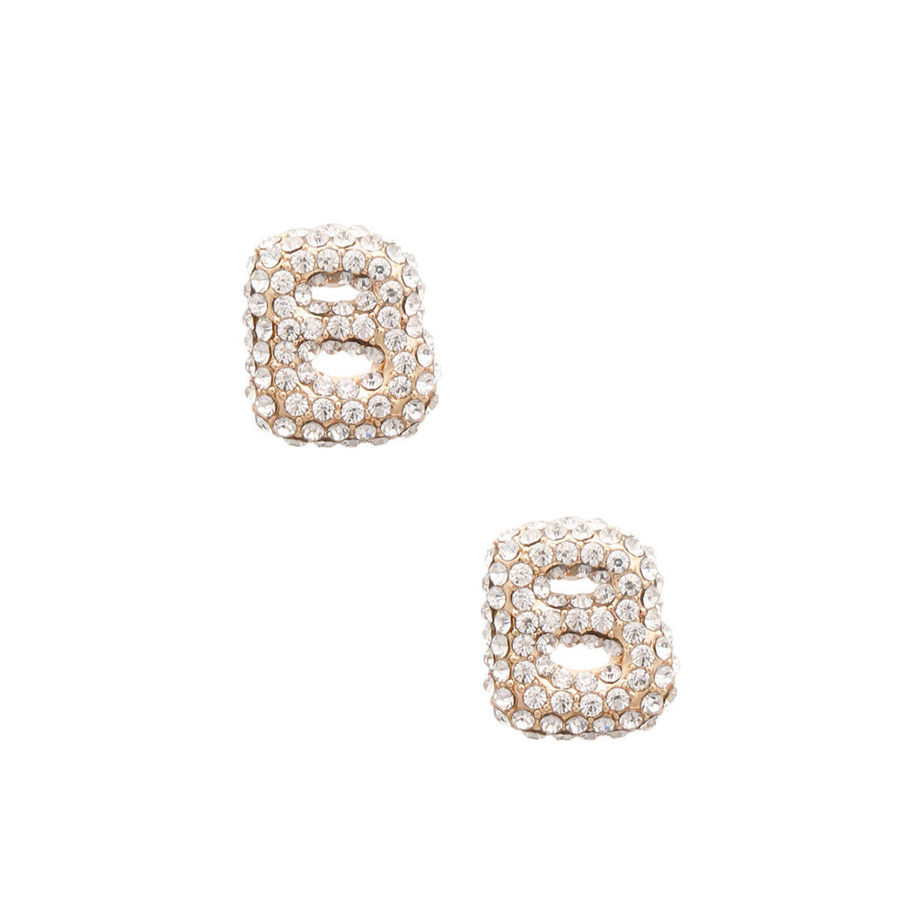 Rhinestone Stud Earrings B Initial Trendy Fashion Jewelry