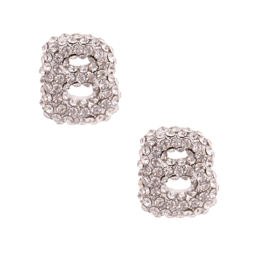 Silver Rhinestone Stud Earrings Stylish Fashion Jewelry