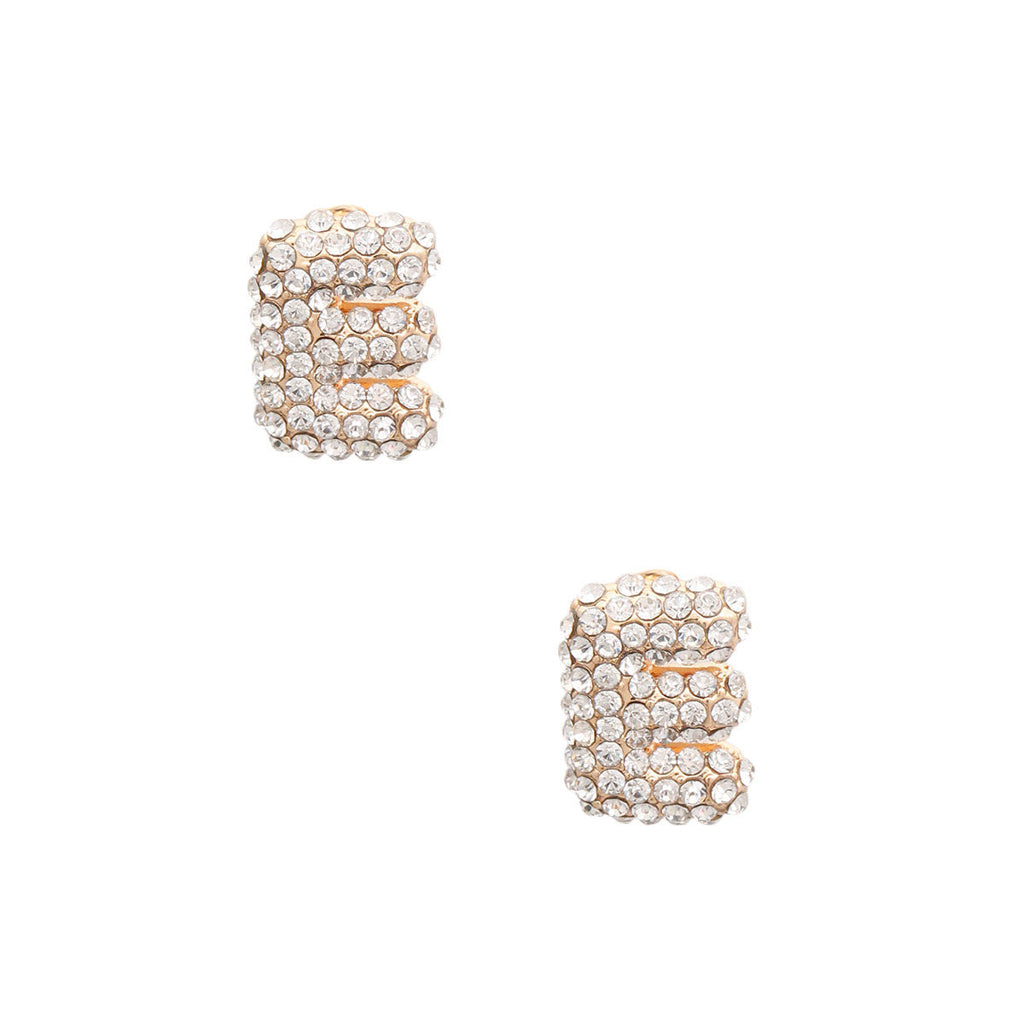 Rhinestone Stud Earrings E Initial Stylish Fashion Jewelry