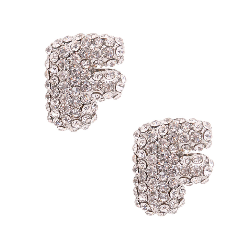 Silver Rhinestone Stud Earrings Stylish Fashion Jewelry