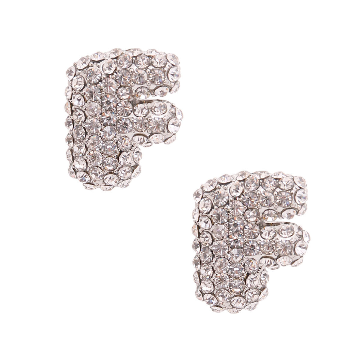 Silver Rhinestone Stud Earrings Stylish Fashion Jewelry