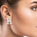 Rhinestone Stud Earrings H Initial Stylish Fashion Jewelry