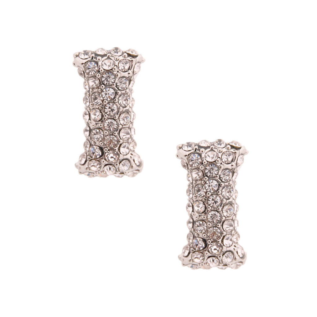 Silver Rhinestone Stud Earrings Stylish Fashion Jewelry