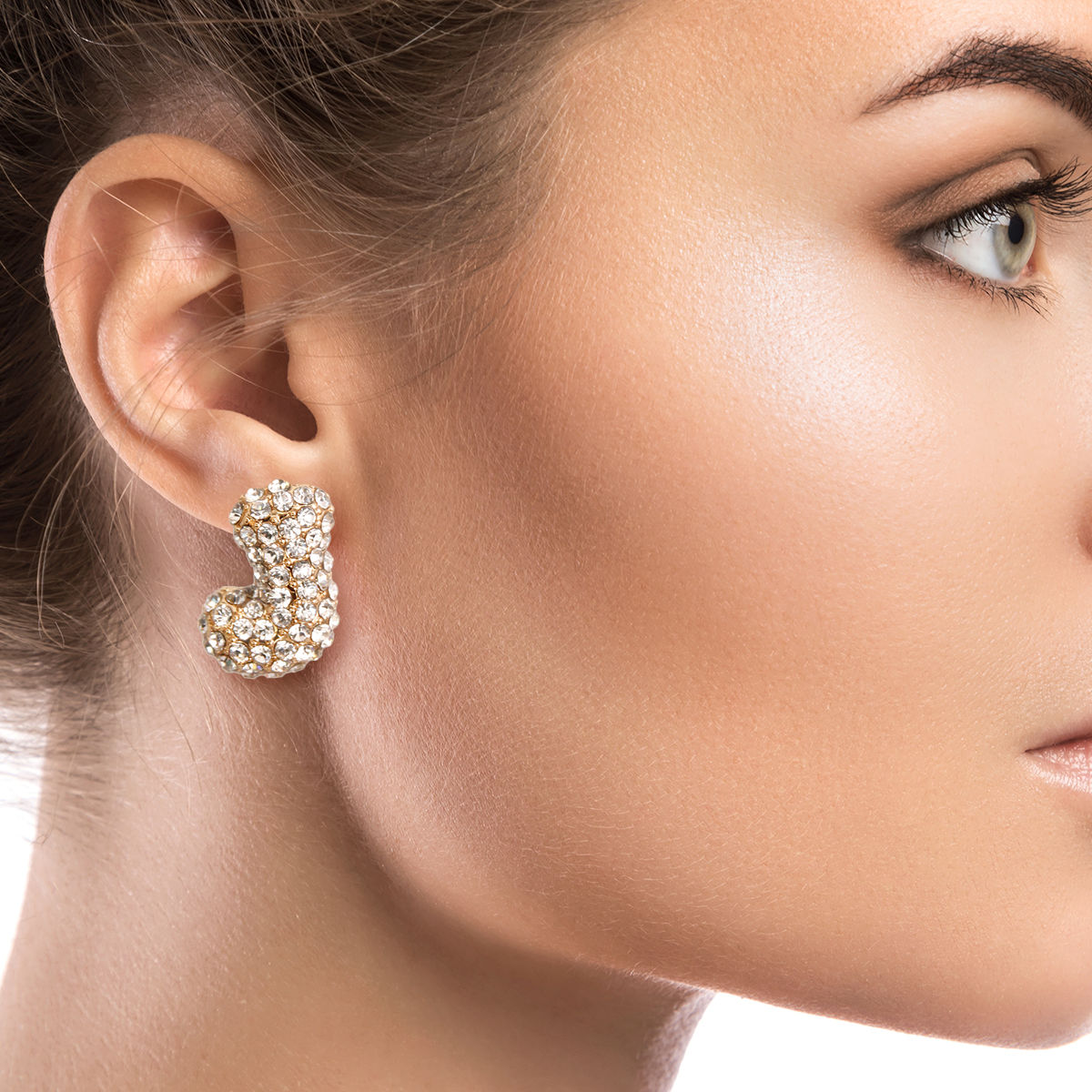 Rhinestone Stud Earrings J Initial Stylish Fashion Jewelry