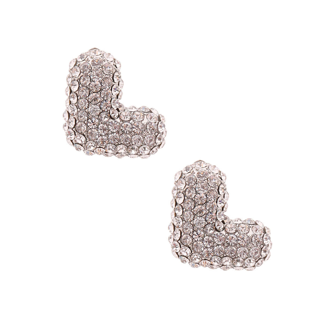Silver Rhinestone Stud Earrings Stylish Fashion Jewelry