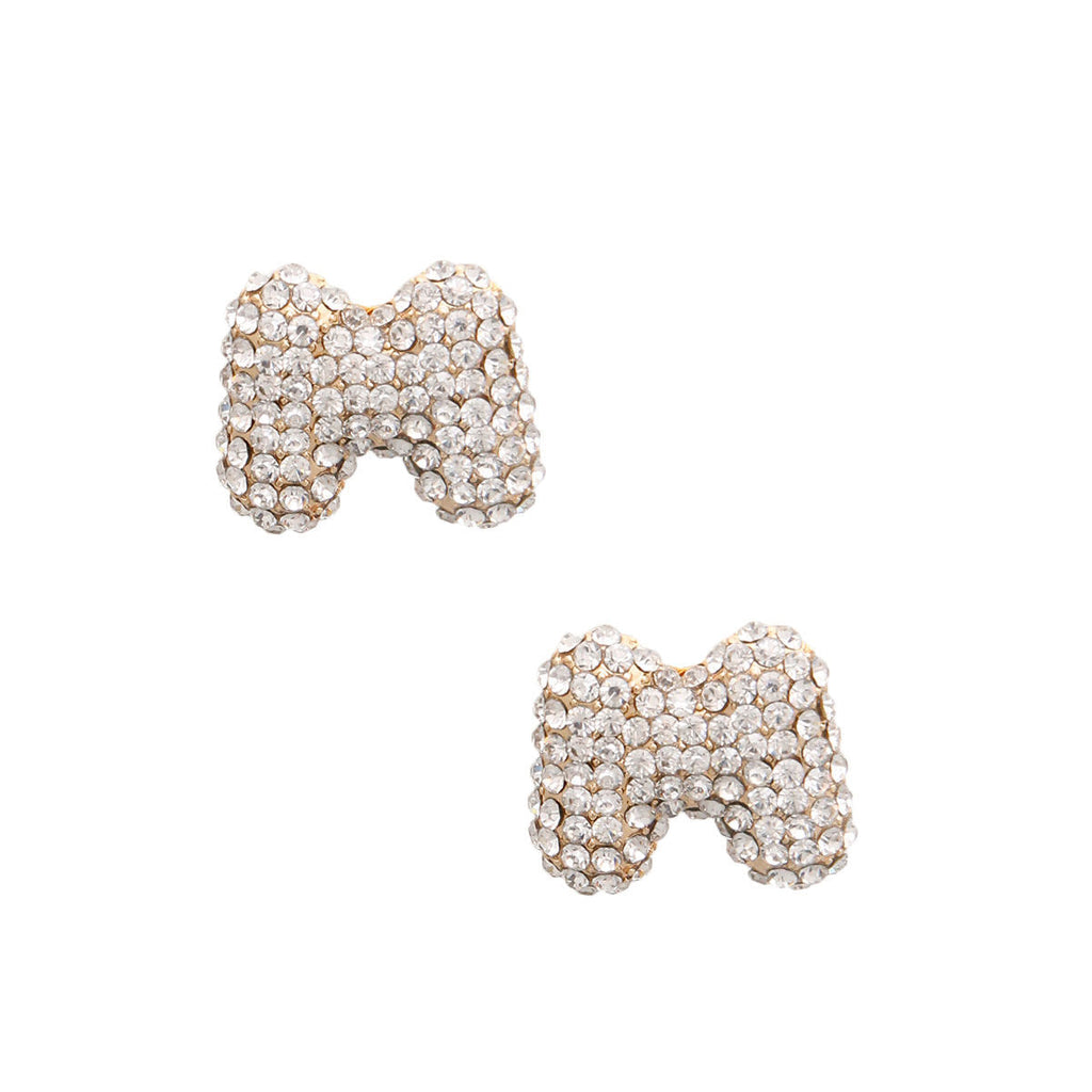 Rhinestone Stud Earrings M Initial Trendy Fashion Jewelry