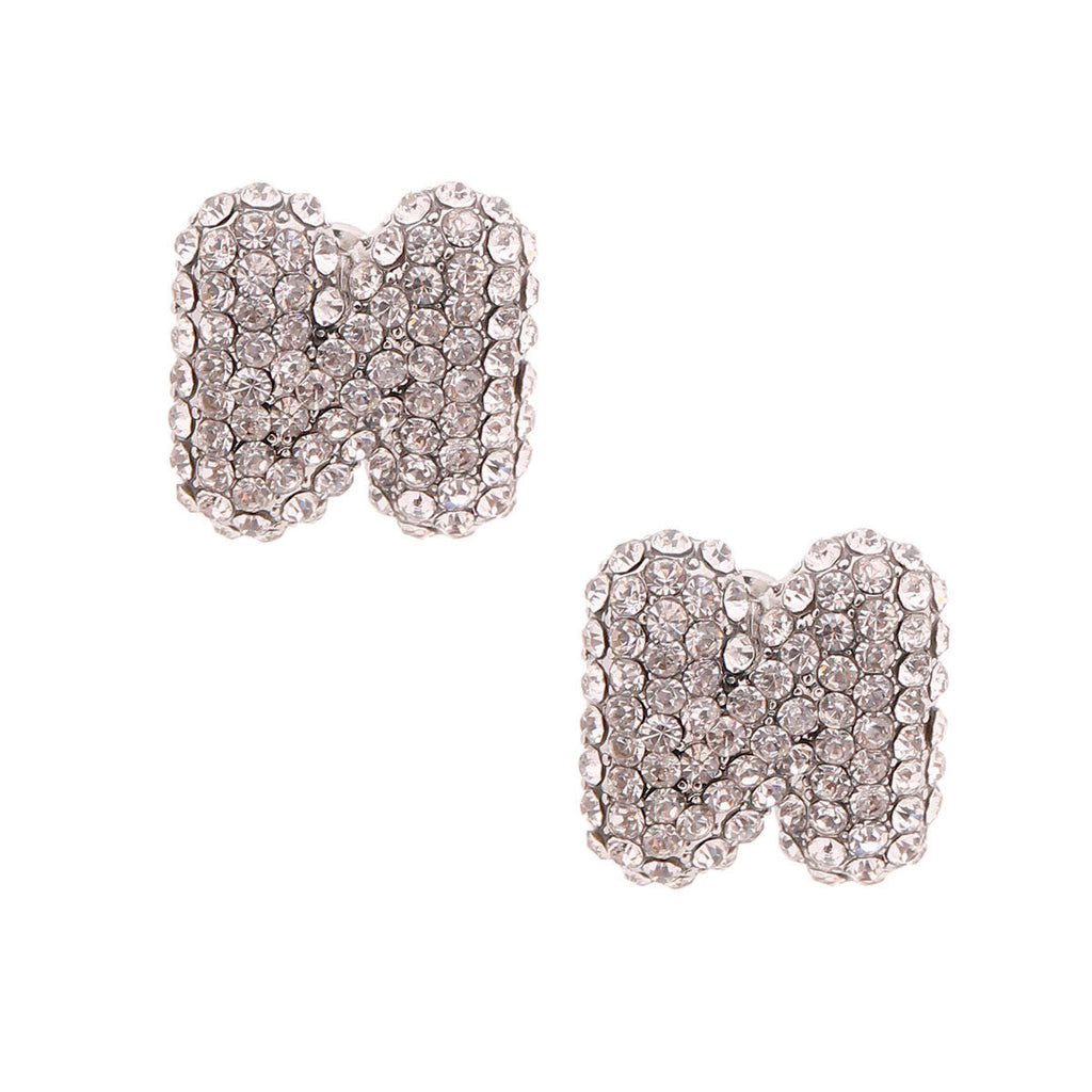 Silver Rhinestone Stud Earrings – Stylish Fashion Jewelry Accessory