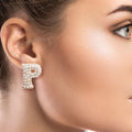 Rhinestone Stud Earrings P Initial Stylish Fashion Jewelry
