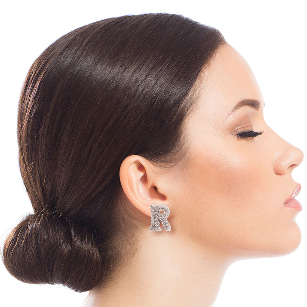 Silver Rhinestone Stud Earrings Trendy Fashion Jewelry