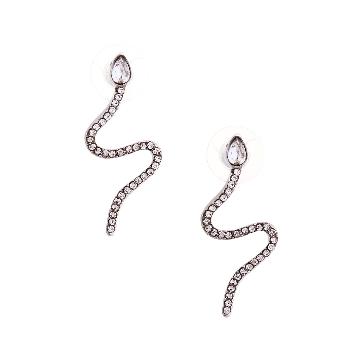 Thin Wavy Snake Earrings Silver Stylish Statement Jewelry