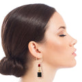 Charm Hoop Earrings with Burgundy Lipstick Pendant – Trendy Fashion Jewelry
