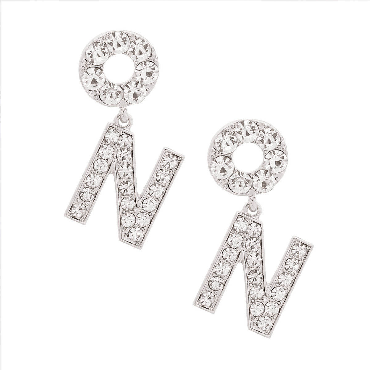Dangling J Earrings Silver Shimmer Stylish Statement Jewelry