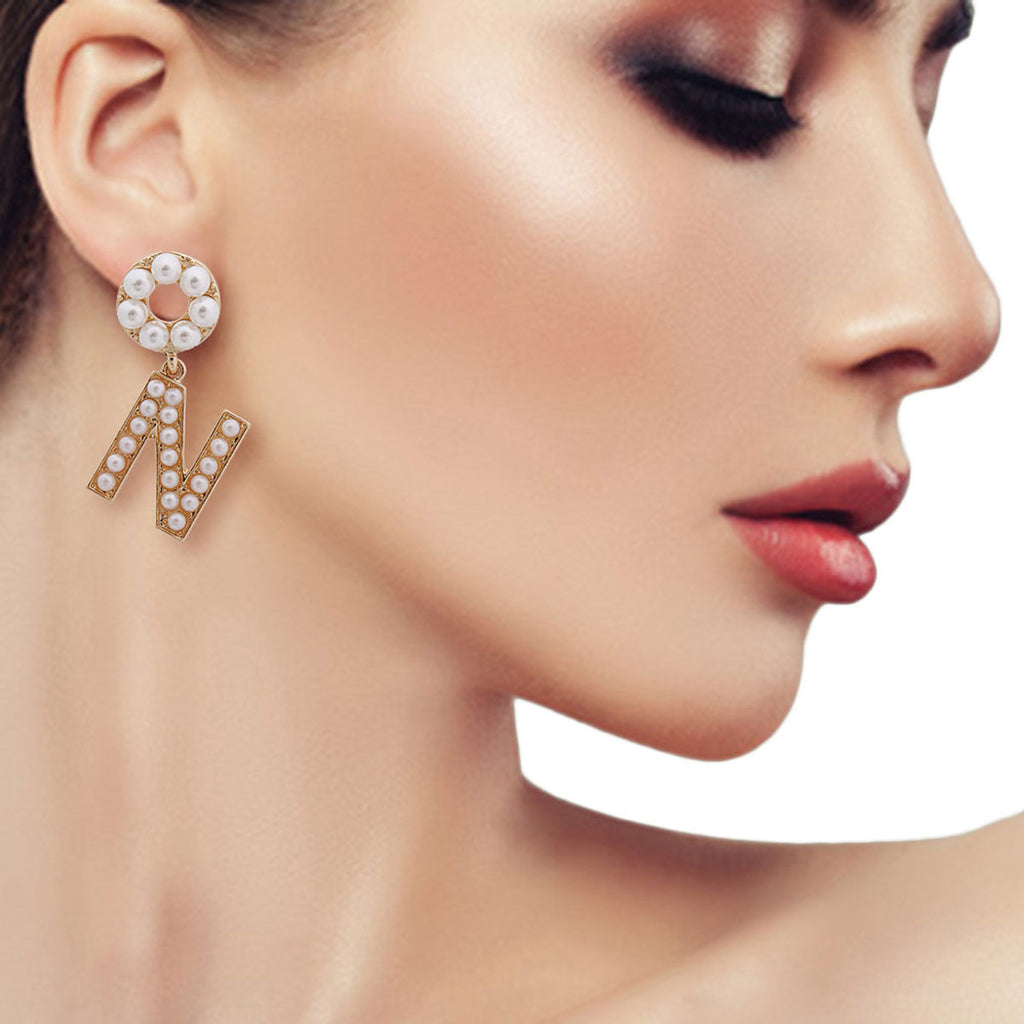 Dangling N Earrings Creamy Comfort Stylish Fashion Jewelry Accessory