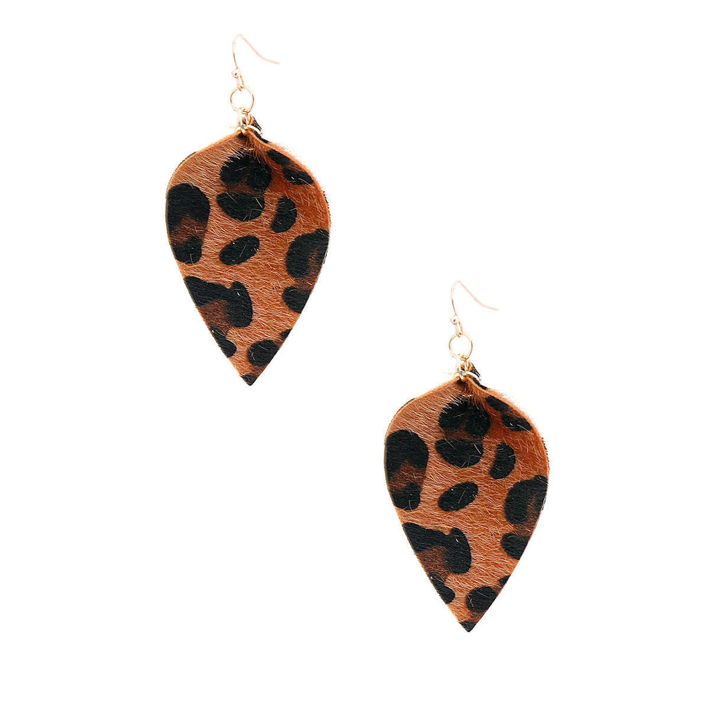 Leaf Earrings Small Leopard Fur Stylish Statement Jewelry