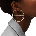 Stone Scissor Hoop Earrings Multi Color Trendy Statement Jewelry