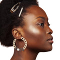 Statement Gold Boss Chain Hoop Earrings Stylish Chic Jewelry Accessory