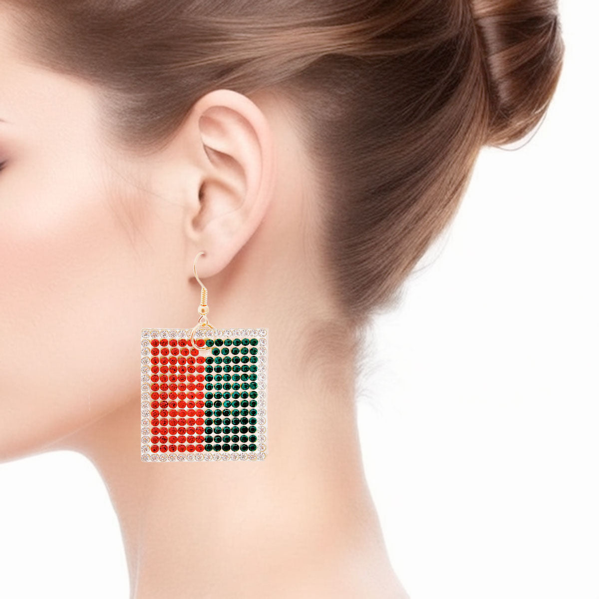 Two-Sided Red and Green Statement Earrings – Trendy Fashion Jewelry