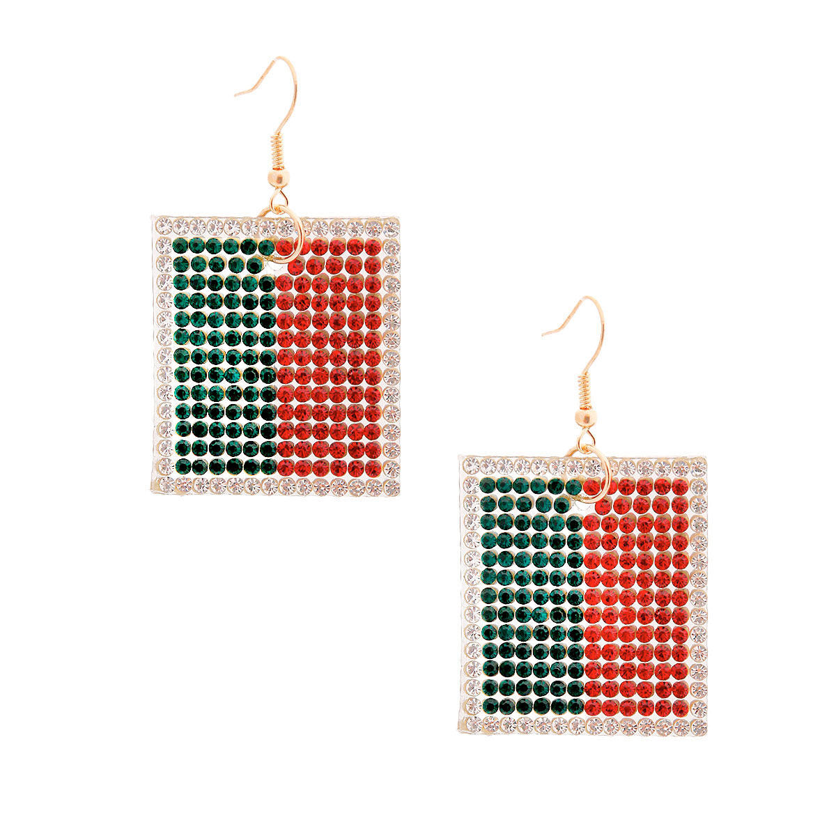 Two-Sided Red and Green Statement Earrings – Trendy Fashion Jewelry