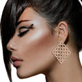 Diamond Rhinestone Gold Filigree Stud Earrings Stylish Chic Jewelry