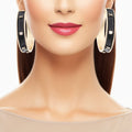 Casting Hoop Earrings Black Roman Numeral Stylish Statement Jewelry