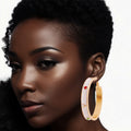 Casting Hoop Earrings with White Roman Numeral Detail – Stylish Statement Jewelry