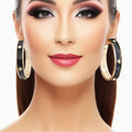 Heavy Black Bee Casting Hoop Earrings Stylish Statement Jewelry