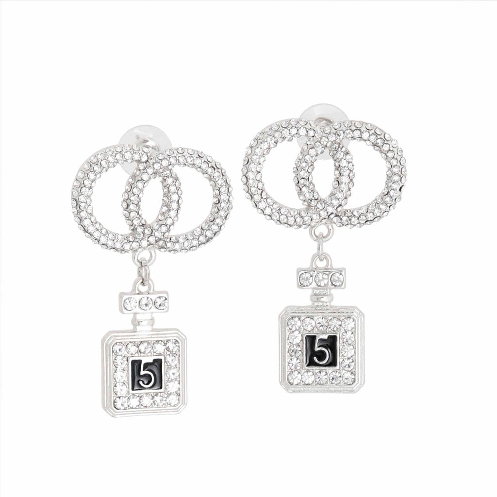 Fashion Earrings Silver Infinity Perfume Charm Stylish Statement Jewelry