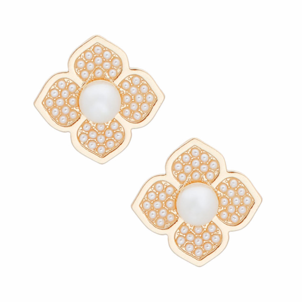 Flower Stud Earrings Pearlescent Bloom Stylish Chic Statement Jewelry