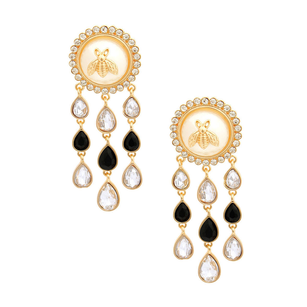 Bee Earrings Vintage Look Stylish Gold Statement Jewelry