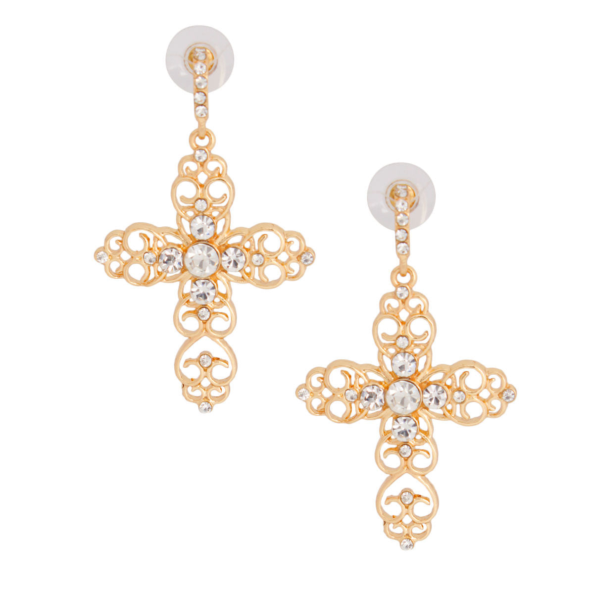 Cross Earrings Gold Filigree Stylish Elegant Jewelry