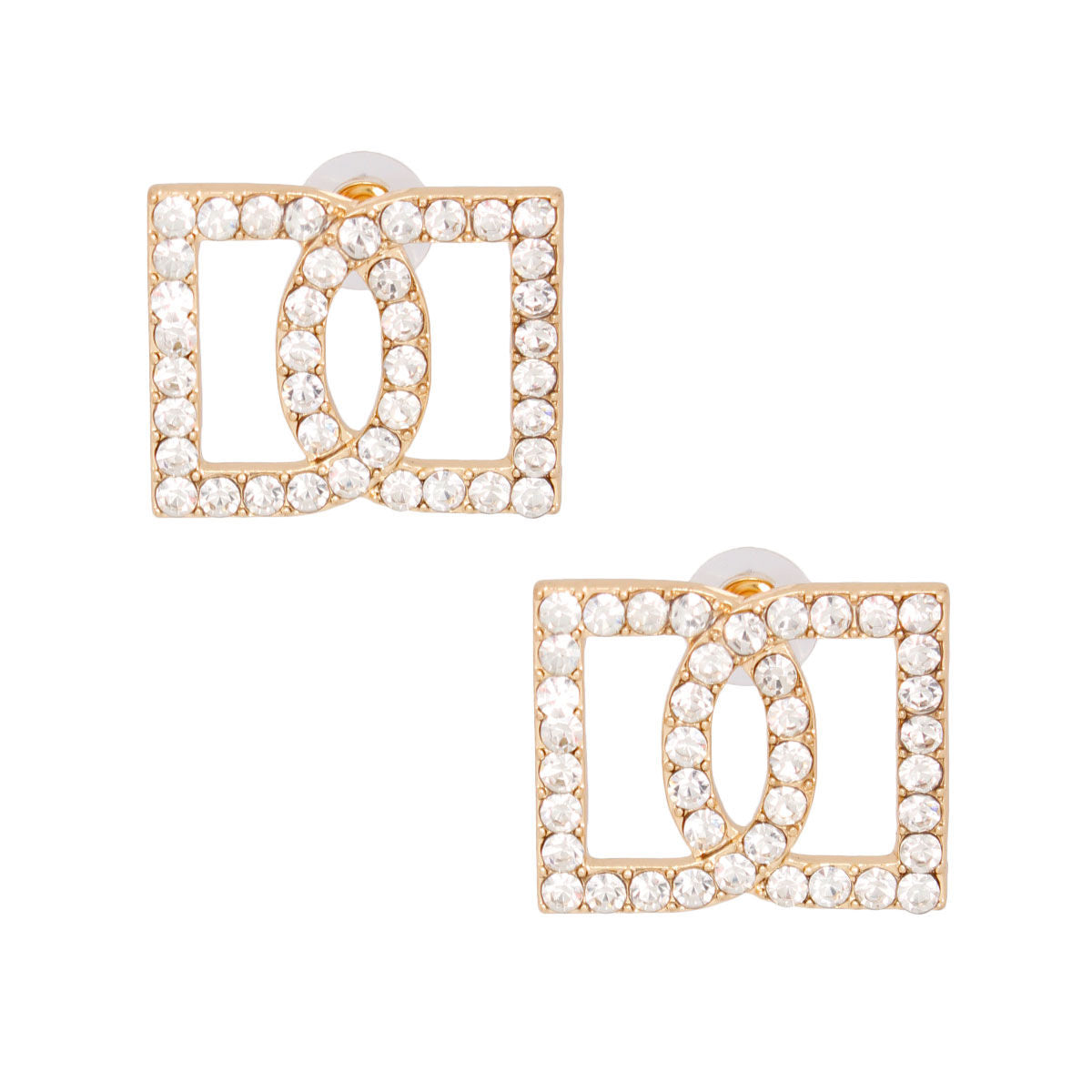 Double D Gold Stud Earrings Stylish Fashion Jewelry Accessory