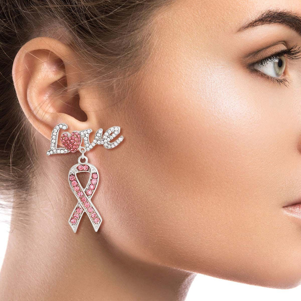 Fashion Earrings Silver Love Heart Ribbon Stylish Statement Jewelry