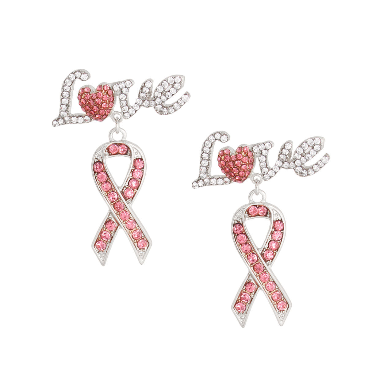 Fashion Earrings Silver Love Heart Ribbon Stylish Statement Jewelry