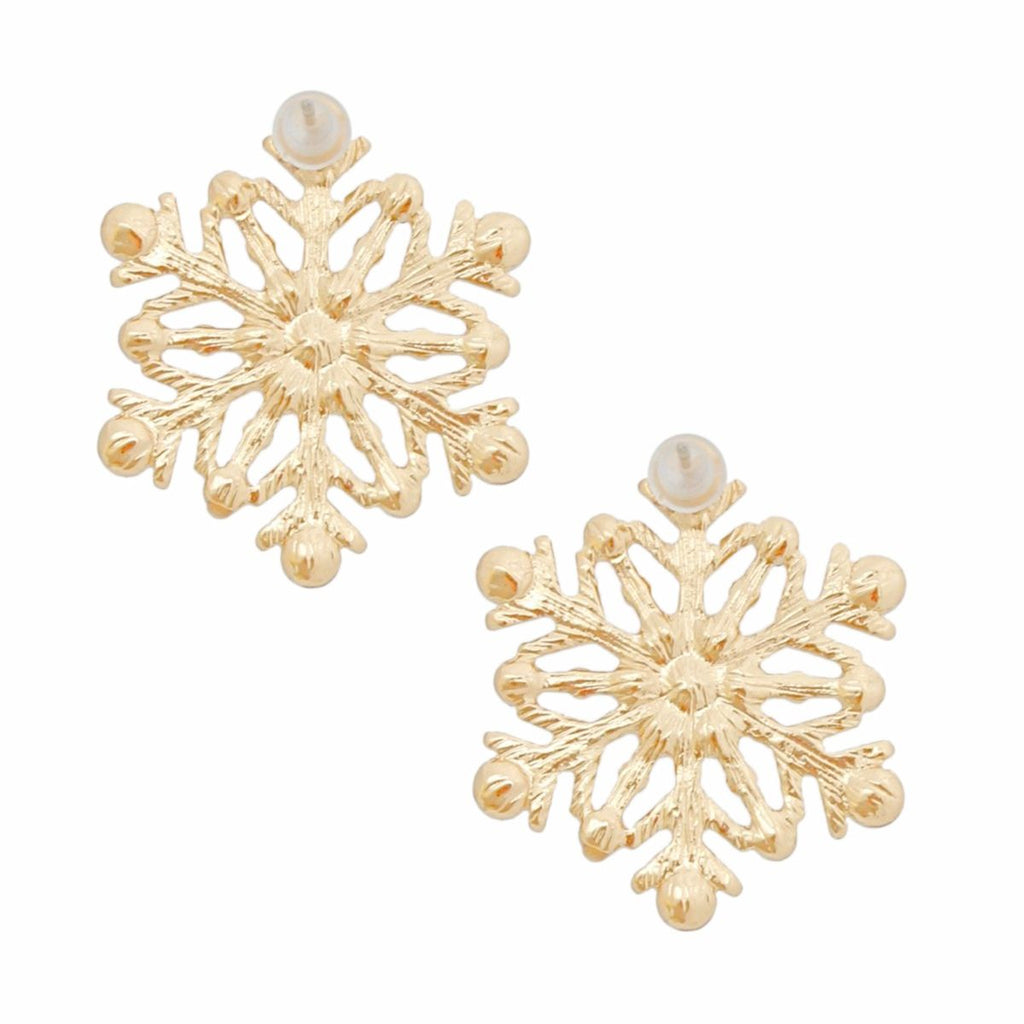 Gold Snowflake Stud Earrings for Women – Stylish Fashion Jewelry
