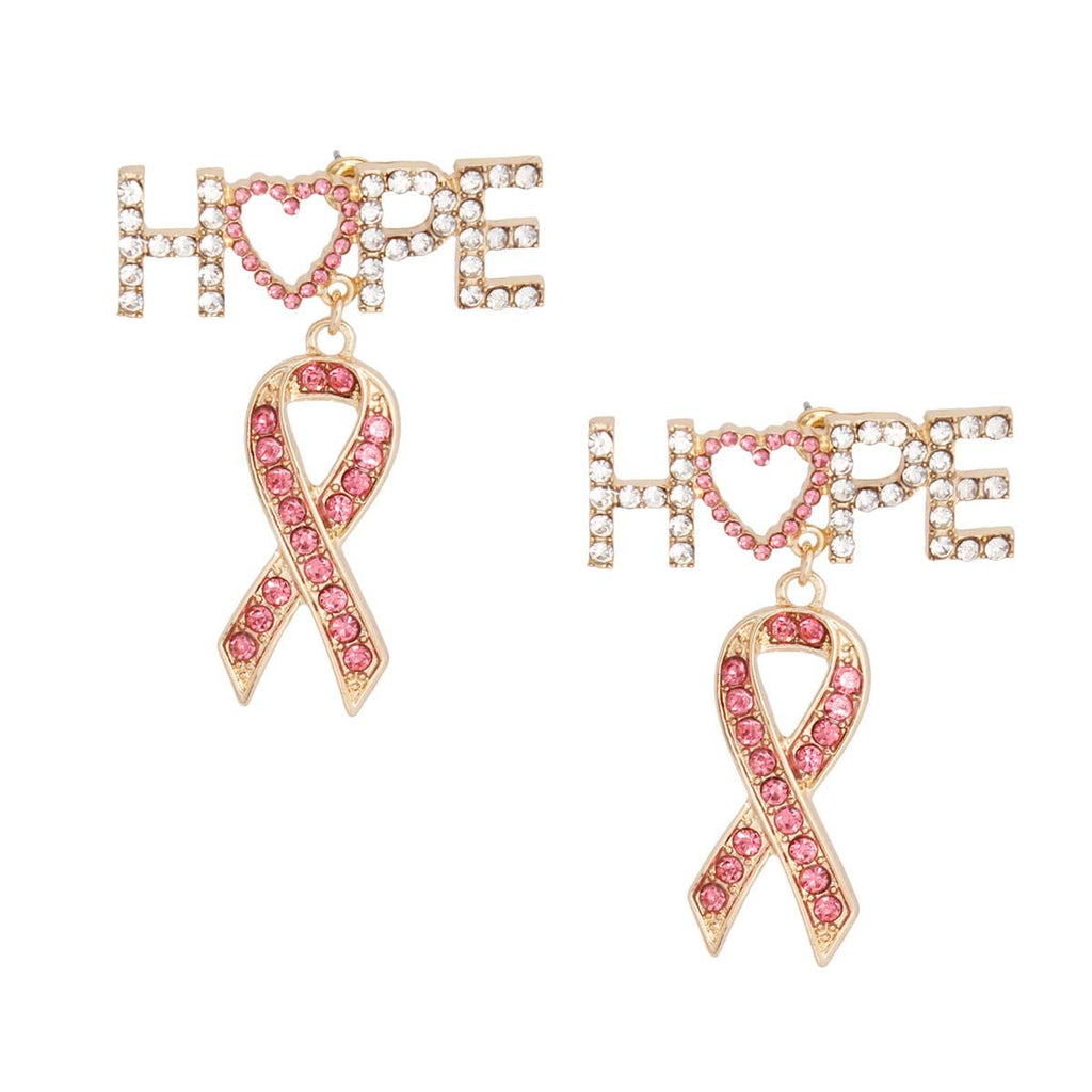 Pink Ribbon Gold Earrings Stylish Statement Jewelry