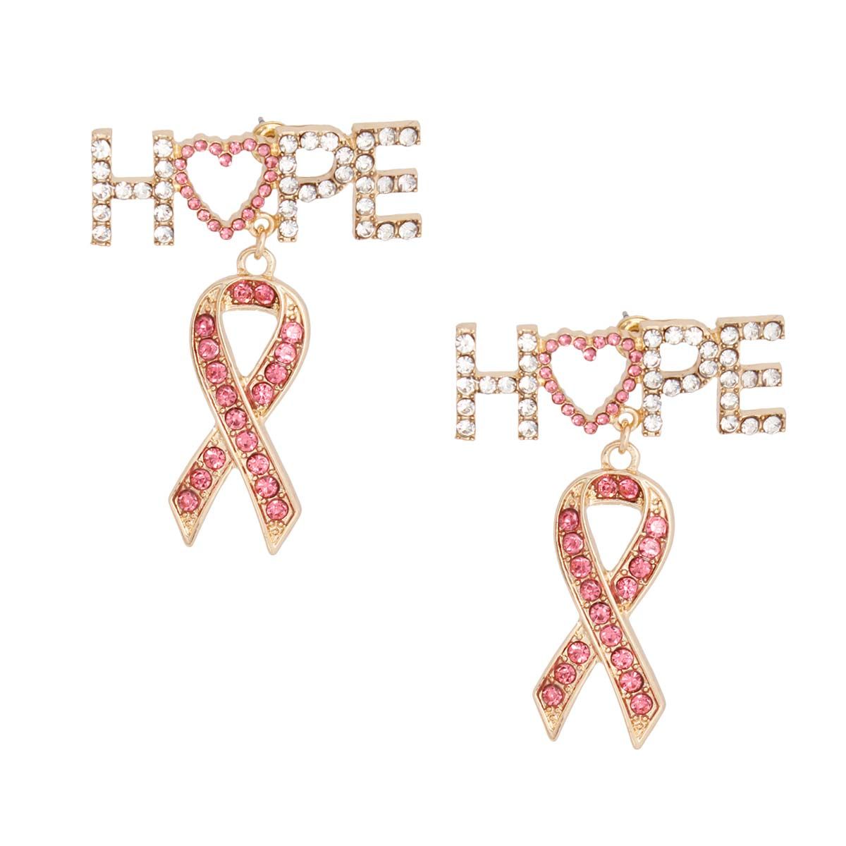 Pink Ribbon Gold Earrings Stylish Statement Jewelry