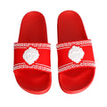 Slide Sandal Size 8 Red Greek Key Stylish Chic Footwear
