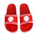Slide Sandal Size 9 Red Greek Key Stylish Casual Footwear