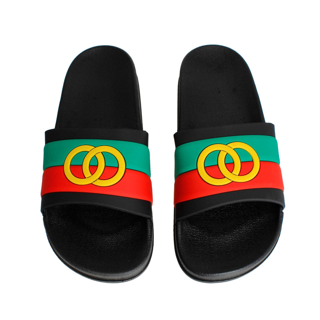 Slide Sandals Size 7 Black Stripe Casual Chic
